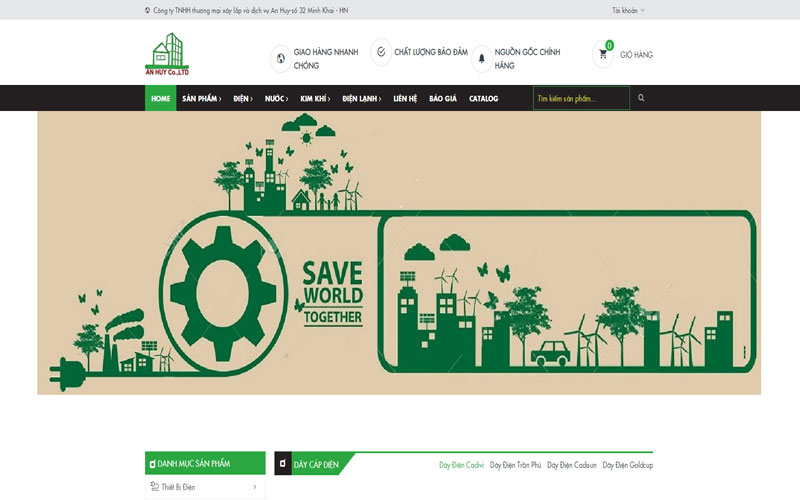 Mẫu trang web bán dây điện, thiết bị điện tử chất lượng